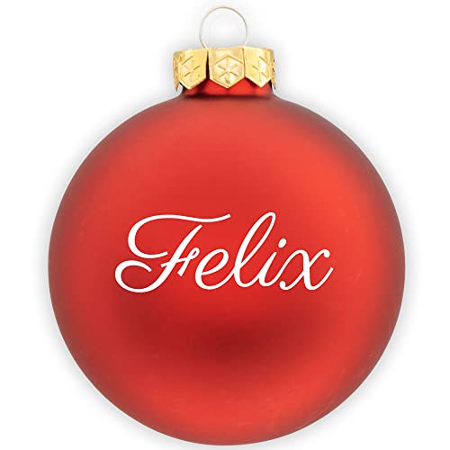 Coverlounge Christbaumkugel personaliert aus Glas | Weihnachtskugel mit Name| Ø 6cm in Rot (Matt) | für Weihnachten von Coverlounge