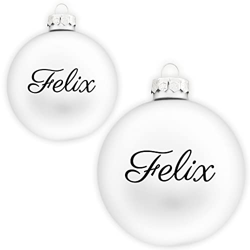 Coverlounge Christbaumkugel personaliert aus Glas | Weihnachtskugel mit Name| Ø 6cm oder 8cm in Weiß (Matt) | für Weihnachten von Coverlounge
