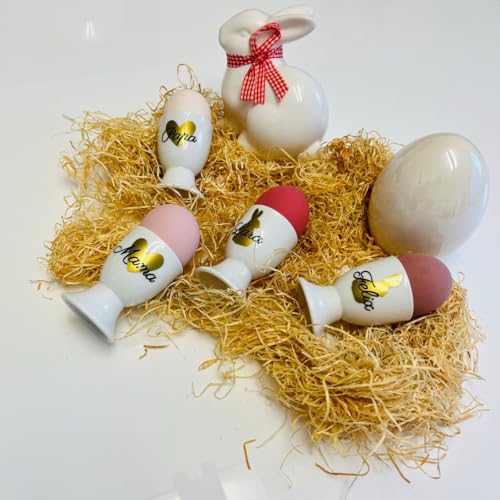 Coverlounge Eierbecher zu Ostern in Weiß mit Namen personalisiert - Ostern Geschenk Dekoration - Moderne Osterdeko - Osterschmuck - Frühlingsgruß (Mit Icon) von Coverlounge