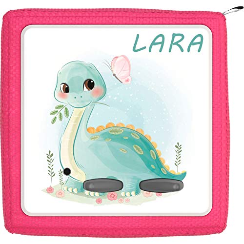 Coverlounge Folie passend für die Toniebox | Schutzfolie Sticker | individuell anpassbar | Baby Langhals Dinosaurier Dino und Schmetterling mit Name personalisiert von Coverlounge