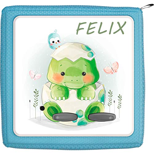 Coverlounge Schutzfolie passend für die Toniebox | Folie Sticker | Baby Schildkröte und Schmetterlinge mit Name personalisiert von Coverlounge