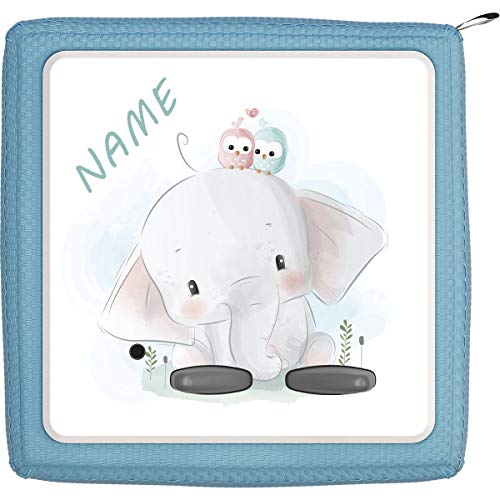 Coverlounge Schutzfolie passend für die Toniebox | Folie Sticker | Elefanten Kind mit Vögel sitzend mit Name personalisiert von Coverlounge