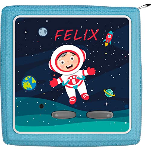 Coverlounge Schutzfolie passend für die Toniebox | Folie Sticker | Kind als Astronaut im Weltall mit Name personalisiert von Coverlounge