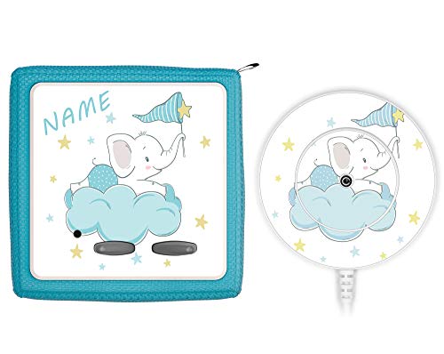 Coverlounge Schutzfolie passend für die Toniebox und Ladestation| Folie Sticker | Kleiner Elefant liegt auf Einer Wolke mit Name personalisiert von Coverlounge