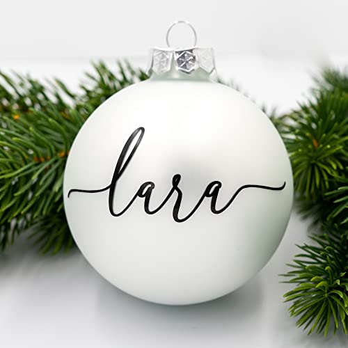 Coverlounge Weihnachtskugel personaliert aus Glas | Ø 6cm oder 8cm in Weiß (Matt) | Christbaumkugel | beklebt personalisierbar | für Weihnachten von Coverlounge