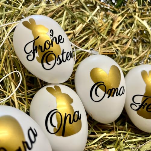 Osterei Weiß mit Namen personalisiert - Ostern Geschenk Dekoration - Moderne Osterdeko - Osterschmuck - Frühlingsgruß (Mit Icon) von Coverlounge