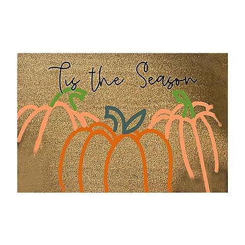 Covermason Halloween Kristall Samtmatte, Thanksgiving, dekorative Fußmatte, Haushaltsstaubmatte, lustiger Türteppich Teppich Hellblau Wohnzimmer (Orange, A) von Covermason