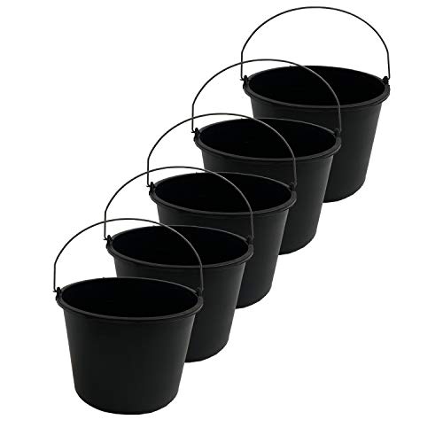 5 x COVERNIT® Baueimer 12 Liter │ Mörteleimer Konstruktion Eimer Reinigungseimer │ Verstärkte Lippe mit Henkel und Skalierung von COVERNIT