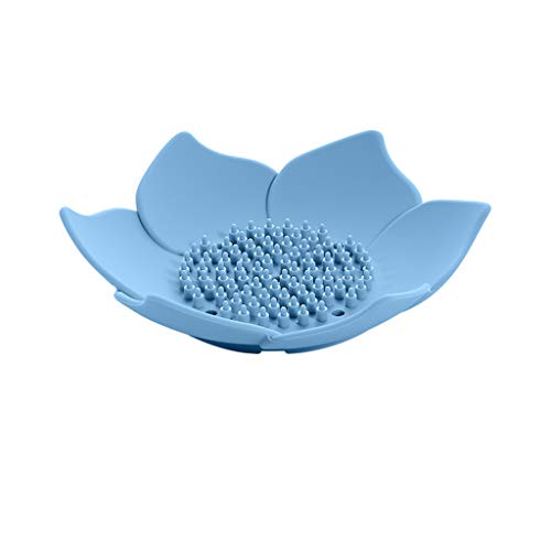 Coversolate Seifenschale Silikon Blütenblatt-Form Seifenschalen Seifenhalter für Dusche, Bad, Küche (Blau) von Coversolate