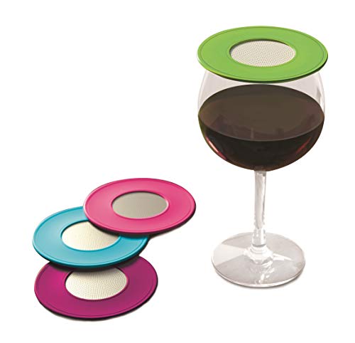 Coverware Trinkdeckel aus Silikon, belüftet, für Weingläser, beschwerte Abdeckung mit Sichtfenster ermöglicht das Atmen von Weingläsern im Freien, um Partikel fernzuhalten, BPA-frei, 4 Stück von Coverware