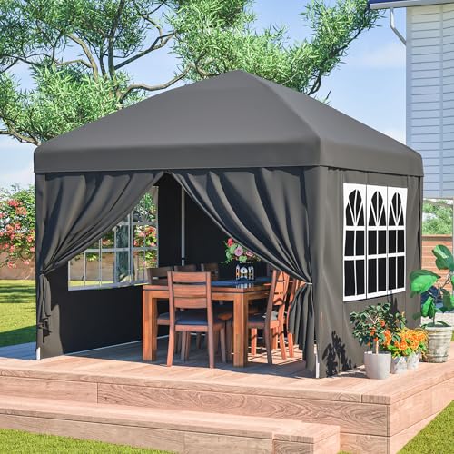 Covigorus Pavillon 3x3m mit 4 Seitenwänden, Faltbarer Gartenpavillon, 3-Fach höhenverstellbar, wasserdichtes UV-beständiges Dach aus 210D Polyester, inkl. Sandsäcke, Seile und Tragetasche, Schwarz Covigorus Pavillon 3x3m mit 4 Seitenwänden, Faltbarer Gartenpavillon, 3-Fach höhenverstellbar, wasserdichtes UV-beständiges Dach aus 210D Polyester, inkl. Sandsäcke, Seile und Tragetasche, Schwarz von Covigorus
