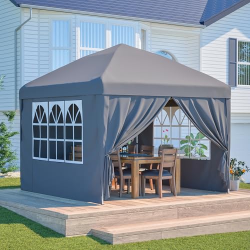 Covigorus Pavillon 3x3m mit 4 Seitenwänden, Faltbarer Gartenpavillon, 3-Fach höhenverstellbar, wasserdichtes UV-beständiges Dach aus 210D Polyester, inkl. Sandsäcke, Seile und Tragetasche, Grau Covigorus Pavillon 3x3m mit 4 Seitenwänden, Faltbarer Gartenpavillon, 3-Fach höhenverstellbar, wasserdichtes UV-beständiges Dach aus 210D Polyester, inkl. Sandsäcke, Seile und Tragetasche, Grau von Covigorus
