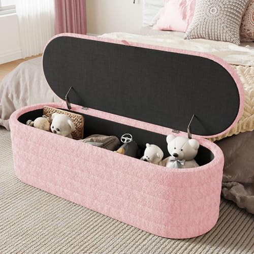 Covigorus Schlafsofa und Fußhocker mit Stauraum 120 x 40 cm, gepolsterter Fußhocker mit Stauraum, Sofahocker, Teddyfleece, Rosa Covigorus Schlafsofa und Fußhocker mit Stauraum 120 x 40 cm, gepolsterter Fußhocker mit Stauraum, Sofahocker, Teddyfleece, Rosa von Covigorus