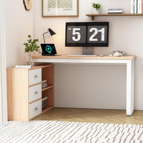 Covigorus Schreibtisch 135x50 cm, Büroschreibtisch mit 3 Schubladen & 2 offenen Ablagefächern, MDF-Tischplatte & Stahlrohrrahmen, stabile Tragfähigkeit, Holzfarbe Natur, modernes Design Covigorus Schreibtisch 135x50 cm, Büroschreibtisch mit 3 Schubladen & 2 offenen Ablagefächern, MDF-Tischplatte & Stahlrohrrahmen, stabile Tragfähigkeit, Holzfarbe Natur, modernes Design von Covigorus