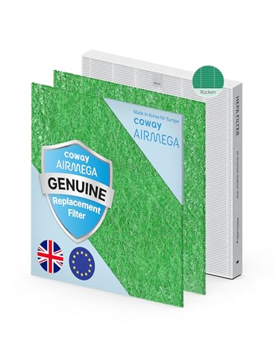 COWAY Ersatzfilterset für Airmega Mighty AP-1512HH & 200M – 2 Allergen-Deodorisation-Filter & 1 GreenHEPA in einer Packung – Für Allergiker, reinigt die Luft bis zu 1 Jahr lang effizient von Coway