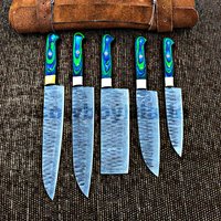 5-Teiliges Handgemachtes Messer, Damast-stahl-Kochset, Küchenmesser, Handgeschmiedetes Besteckset, Hochzeitsgeschenk, Geburtstagsgeschenk, Geschenk 5-Teiliges Handgemachtes Messer, Damast-stahl-Kochset, Küchenmesser, Handgeschmiedetes Besteckset, Hochzeitsgeschenk, Geburtstagsgeschenk, Geschenk von CowboyBlade