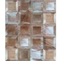 Rindsleder Patchwork Teppich Im Cube Design Von Shine Rugs von CowhidePatchworkRugs
