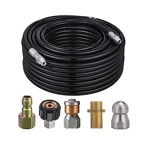 Cowhilan 30 Meter Hochdruck Ablassschlauch Sets Kompatibel mit Karcher Serien und Common Reinigungsmaschine, Schlauch Wasser Rohr Reinigungsset, mit 1/4 Zoll Adaptern von Cowhilan