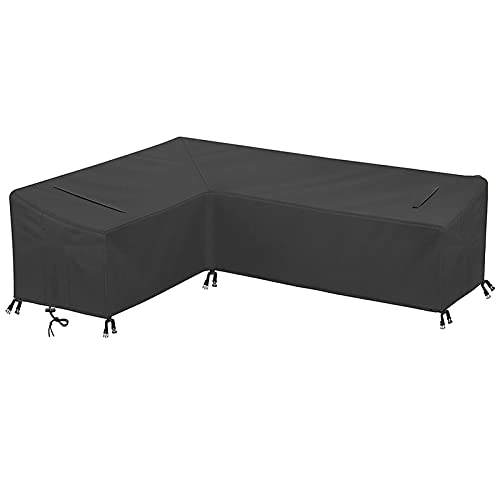 Cowhilan schutzhülle loungemöbel für L-Form Sofas, 210×270×90CM Abdeckung für Gartenmöbel L-Form Wasserdicht Atmungsaktives Schutz vor Wind UV Schützende Linke kurz-rechte lang von Cowhilan