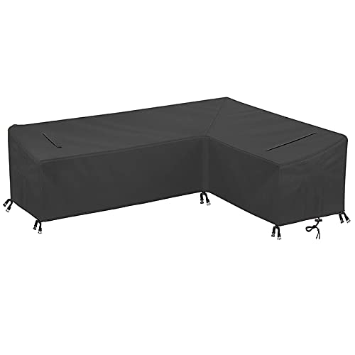 Cowhilan schutzhülle loungemöbel für L-Form Sofas, 270×210×90CM Abdeckung für Gartenmöbel L-Form Wasserdicht Atmungsaktives Schutz vor Wind UV Schützende Linke lang-rechte kurz von Cowhilan