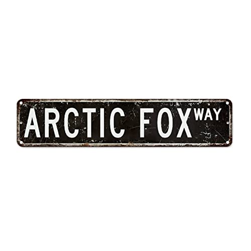 Arctic Fox Retro Metallschild Blechschild Arctic Fox Lover Geschenk Rustikales Shabby Chic Schild Metall Straßenschild Hängend Neuheit Schild Bauernhaus Dekor für Pub Restaurants Cafe Club Kaffee von CowkissSign