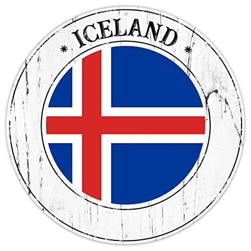 Island Land Nationalflagge Metallschilder Island Rustikal Shabby Chic Schilder Land Souvenir Geschenk Qualität Metallschild Island Runde Flagge Schild für Reiseliebhaber 22,9 x 22,9 cm von CowkissSign