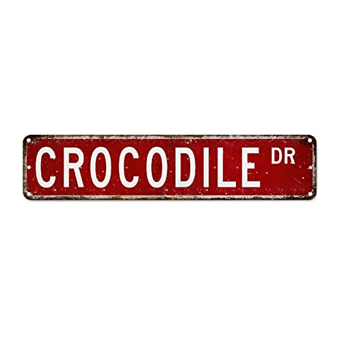 Krokodil-Vintage-Aluminium-Schild, Geschenk für Krokodil, Haustierliebhaber, rustikale Veranda-Schilder, Metall-Straßenschilder, Männerhöhlen, Bar, Dekoration, Metall-Blechschild für Küche, von CowkissSign