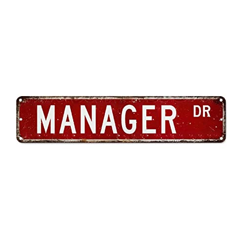 Manager Retro Stil Metall Blechschild Straßenschild Manager Geschenk Aluminium Metallschilder Wandkunst Home Qualität Beruf Schild Retro Garage Schilder für Männer für Waschküche Veranda Werkstatt von CowkissSign