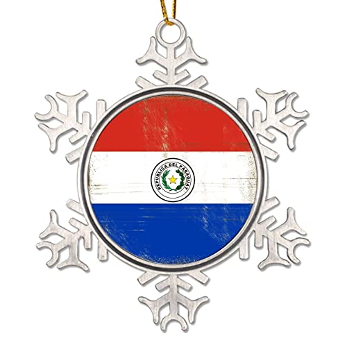 Paraguay Nationalflagge Weihnachtsbaum Ornamente Paraguay Urlaub Andenken Schneeflocke Metall Weihnachten Ornament Stadt Souvenir Geschenk Lustige Weihnachten Hängedekoration von CowkissSign