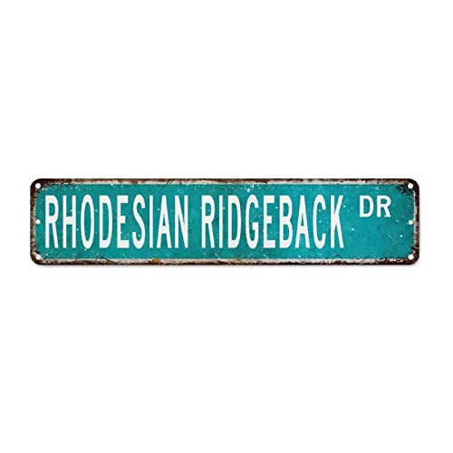 Rhodesian Ridgeback Retro Metall Wandschild Rhodesian Ridgeback Lover Geschenk Rustikales Shabby Chic Schild Metall Straßenschild Männer Höhle Dekor Vintage Wandkunst für Wohnzimmer Schlafzimmer von CowkissSign