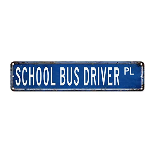 Schule Bus Fahrer Französisch Vintage Metallschild Straßenschild Schule Bus Fahrer Geschenk Metall Blechschilder Home Qualität Beruf Schild Metall Blechschild Wanddekoration für Küche Schlafzimmer von CowkissSign