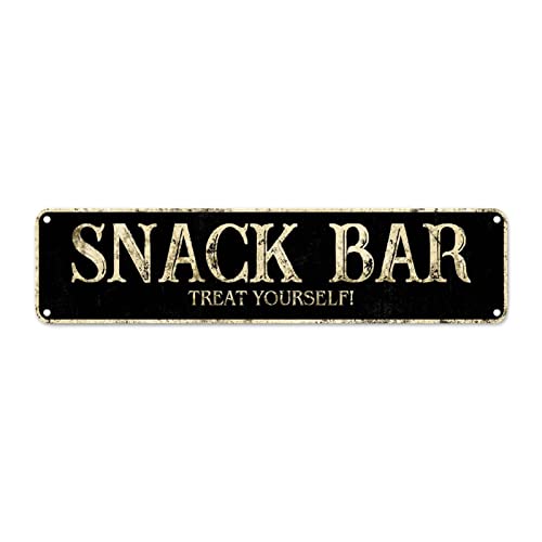 Snack Bar Metall Blechschild Küche Dekor Snack Bar Metallschild Snack Bar Dekor Rustikale Shabby Chic Schilder Qualität Metallschild für Waschküche Wohnzimmer 61 x 15,2 cm Einweihungsgeschenk von CowkissSign