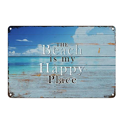 Summer Beach Zitate Küste nautisches Aluminiumschild nautisches Strand Seepferdchen Meeresleben Vintage Home Dekorative Schilder The Beach Is Calling Metallschild für Wohnzimmer Küche Veranda 30,5 x von CowkissSign