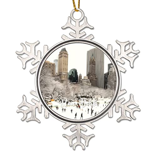 USA City New York Weihnachtsdekoration City Souvenirs Reise Geschenk Weihnachten Andenken Metall Schneeflocke Xmas Ornaments Cities in New York States Weihnachtsdekorationen Geschenk von CowkissSign