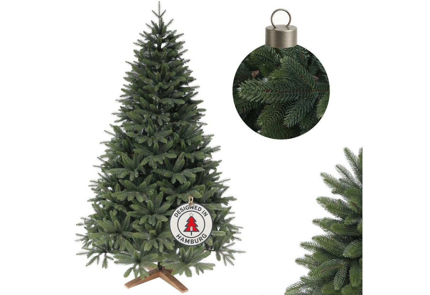 Cox Swain Künstlicher Weihnachtsbaum Realistische Optik, pflegeleichter Tannenbaum 150cm PE-PVC Nadelkleid, Naturgetreue Optik, wiederverwendbar, einfache Montage von Cox Swain
