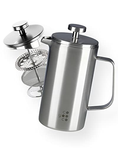 Coyooco French Press Edelstahl 350 ml | Für 2 Tassen | In 2 Größen erhältlich | Leckerer Kaffee für Unterwegs | Barista Kaffeebereiter in Thermoskanne von Coyooco