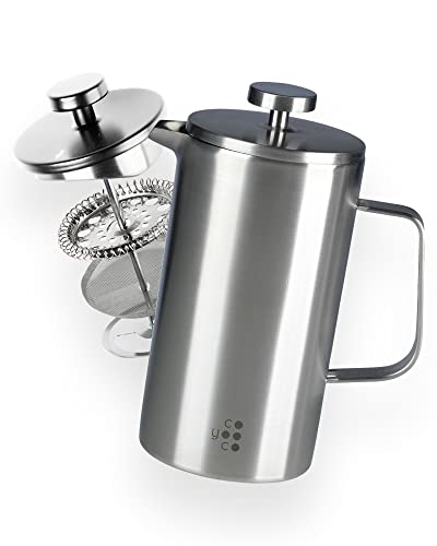 Coyooco French Press Edelstahl 800 ml | Für 4 Tassen | In 2 Größen erhältlich | Leckerer Kaffee für Unterwegs | Barista Kaffeebereiter in Thermoskanne von Coyooco