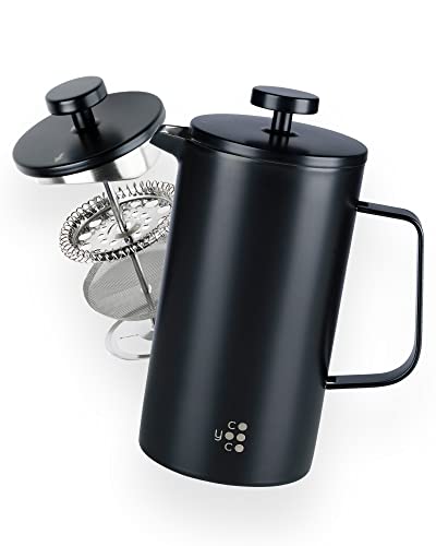 Coyooco French Press Black 800 ml | Für 4 Tassen | In 2 Größen erhältlich | Leckerer Kaffee für Unterwegs | Barista Kaffeebereiter in Thermoskanne von Coyooco