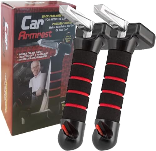 Coyoohouse 3-in-1-Fahrzeug-Stützgriffe, tragbarer Autotür-Hilfegriff, mit Sicherheitsgurtschneider und Fensterbrecher für ältere Menschen und Behinderte (Griffe, 2 Stück) von Coyoohouse
