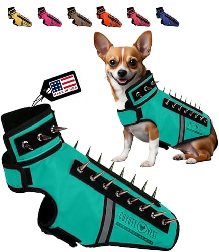 CoyoteVest SpikeVest Hundegeschirr Weste, reflektierendes Hundezubehör mit Spikes zum Schutz Ihres Haustieres vor Raptor und Tierangriffen, Klettverschlüsse für schnelles Tragen und Entfernen von CoyoteVest