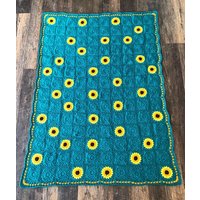 Gehäkelte Sonnenblume Oma Quadrat Afghan, Gehäkelt Blume Handarbeit Made To Order von CoyoteWylieCrochet
