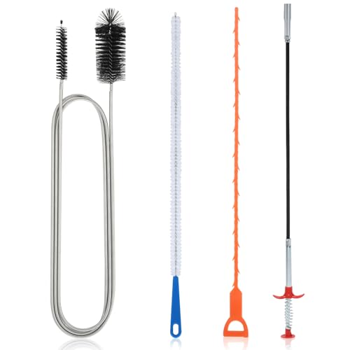 Cozary 4 Stück Abflussreiniger Spirale, Doppelkopf-Rohrreinigungsbürste Edelstahl-Kanalreiniger, mit Rohrreiniger Abflussbürste und Flexible, Abfluss Bürste, für den Abfluss in Küche und Dusche Cozary 4 Stück Abflussreiniger Spirale, Doppelkopf-Rohrreinigungsbürste Edelstahl-Kanalreiniger, mit Rohrreiniger Abflussbürste und Flexible, Abfluss Bürste, für den Abfluss in Küche und Dusche von Cozary
