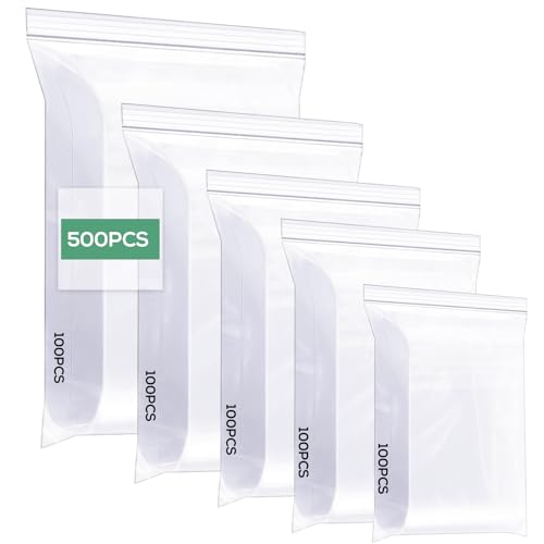 Cozary 500 Stück Druckverschlussbeutel, 5 Größen Plastikbeutel Verschließbar Transparent Klein Zip Beutel, Kunststoffbeutel,Reißverschluss Tütchen,Lebensmittelbeutel Cozary 500 Stück Druckverschlussbeutel, 5 Größen Plastikbeutel Verschließbar Transparent Klein Zip Beutel, Kunststoffbeutel,Reißverschluss Tütchen,Lebensmittelbeutel von Cozary