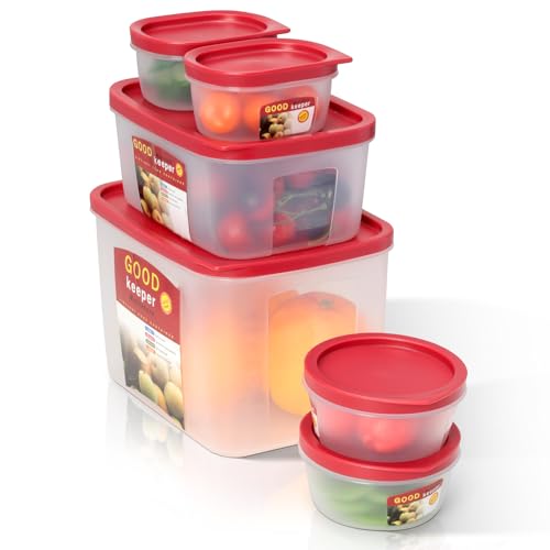 Cozary 6-teiliges PE Frischhalteboxen Set mit Deckel, Mikrowellen Gefriersicher, BPA-frei Food Container, Frischhaltedosen für Meal Prep, Vorratsdosen & Gefrierbehälter von Cozary