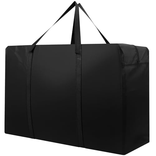 Cozary Aufbewahrungstasche, 600D Oxford Heavy-Duty Umzugstaschen mit Handgriff, Wasserdichte Tragetasche für Kleidung, Decken, 72 x 43 x 28 CM, Schwarz (87L) von Cozary