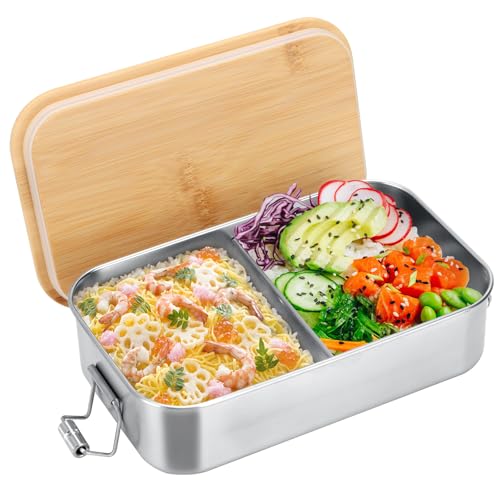 Cozary Brotdose Edelstahl, 1000ML Lunchbox Erwachsene, Brotdose mit Fächern, BPA-frei, Bento Box Auslaufsicher mit Dichtring für Arbeit, Schule und Picknicks Cozary Brotdose Edelstahl, 1000ML Lunchbox Erwachsene, Brotdose mit Fächern, BPA-frei, Bento Box Auslaufsicher mit Dichtring für Arbeit, Schule und Picknicks von Cozary