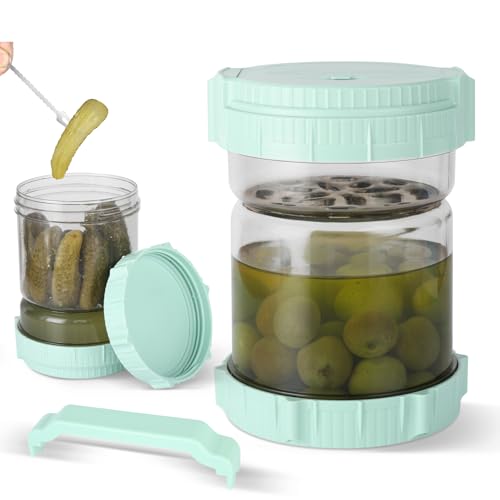 Cozary Frischhaltedosen mit Deckel 1479ml/50oz, Kimchi Behälter aus ABS mit Griff & Edelstahl Gabel, BPA Frei, Spülmaschinenfest, Fermentierglas zum Umdrehen für Fermentierung, Gurken, Oliven Cozary Frischhaltedosen mit Deckel 1479ml/50oz, Kimchi Behälter aus ABS mit Griff & Edelstahl Gabel, BPA Frei, Spülmaschinenfest, Fermentierglas zum Umdrehen für Fermentierung, Gurken, Oliven von Cozary