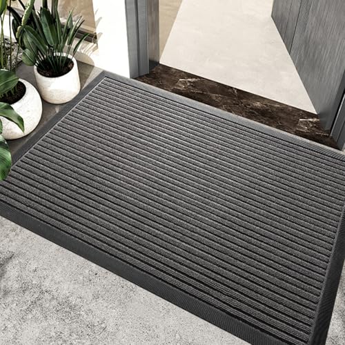 Cozary Fußmatte Außen, 43x75cm Schmutzfangmatte für Innen Türmatte, Waschbar Fussmatt, Extrem rutschfest & Langlebig, für Eingang, Haustür, Patio, Flur, Garten (grau) von Cozary