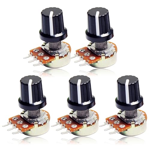 5 Stück B10K Potentiometer Kit, 3 Klemmen-Drehpotentiometer mit Kappenmuttern, Eualizer-potentiometer, 3 Anschlüsse Linear Rotary Potentiometer 5 Stück B10K Potentiometer Kit, 3 Klemmen-Drehpotentiometer mit Kappenmuttern, Eualizer-potentiometer, 3 Anschlüsse Linear Rotary Potentiometer von Cozevdnt