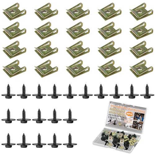 Blechmutter Schraube Mutter Clip Kit, 20 Sätze Edelstahl Blechmutter Schraube Mutter Clip, Sechskantschrauben Metallschalenclip, Kotflügelclip Blechmuttern Befestigung Clips, für Auto Motorrad von Cozevdnt